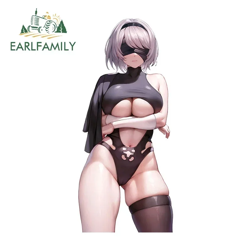 EARLFAMILY 13cm x 9.1cm for NEKO 2B Nier Waifu Car Stickers Waterproof Cartoon Decals Car Accessories Bumper Windows Decor