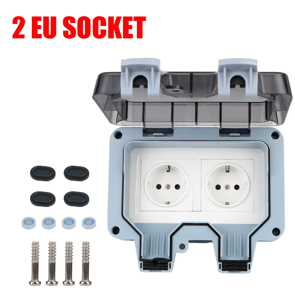 Dubbel Eu Stopcontact Voeding Schakelaar Socket 16a Buitenmuur Stopcontact Met Usb Opladen Voor Huis & Tuin Ip66 Weerbestendig