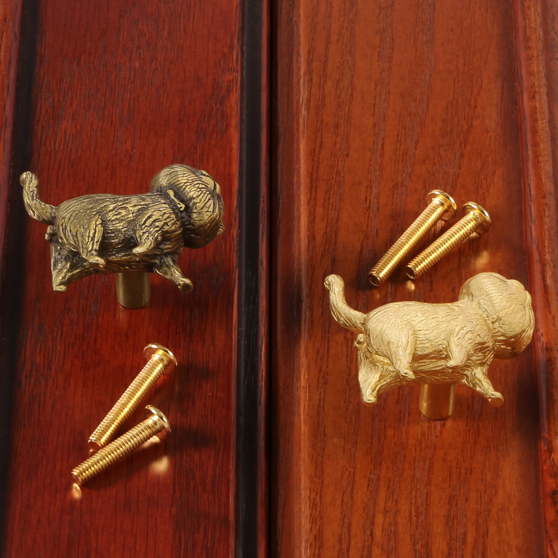 Brass Cabinet Pulls Door Handles Cute Lucky Cat Children's Room Wardrobe Cabinet Drawer Knobs Furniture Hardware Handle