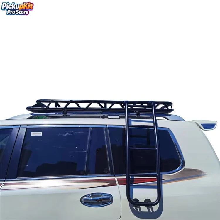 

Heavy-Duty Aluminum Roof Basket with Ladder for FJ150 FJ200 Patrol Universal Off-Road Cargo Carrier