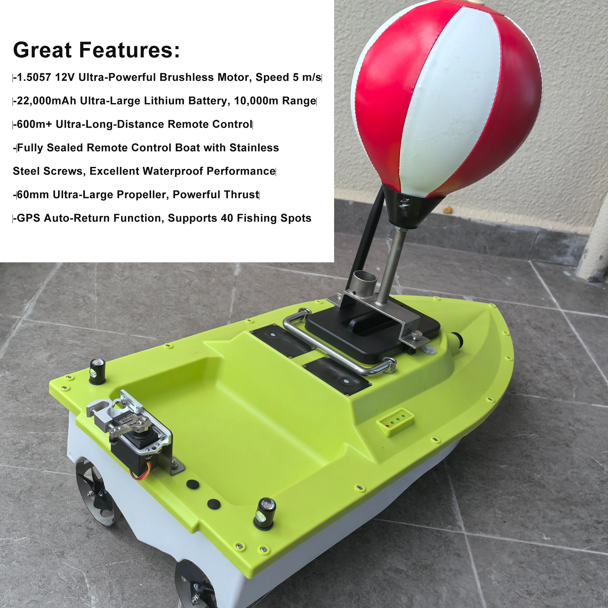 

2025 hot sale S80 Brushless Motor Super Speed Saltwater RC Fishing Bait Boat with GPS for Surf Fishing With,IP 66 Waterproof,5 M