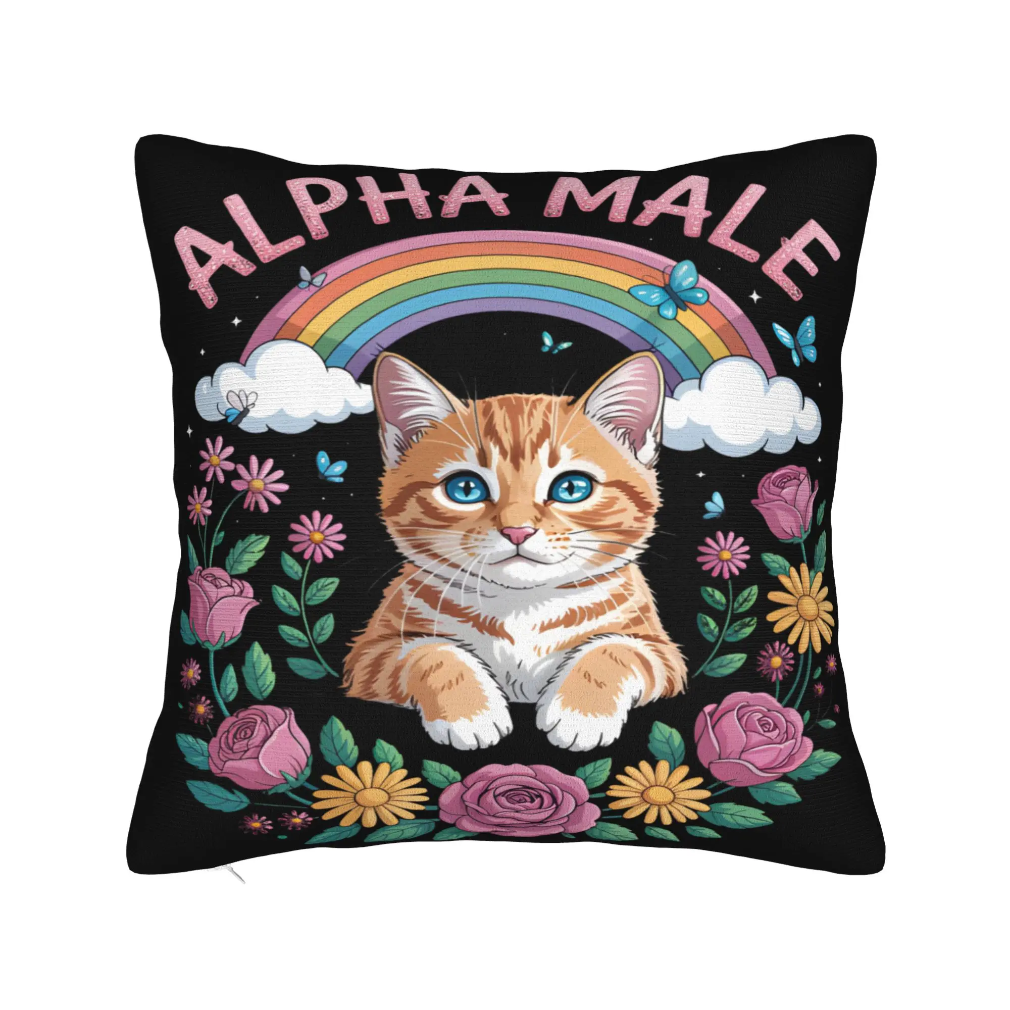 Alpha Male Cat Kitten Funny  Pillow Covers Product Printed Cushion Cover Decorative  Pillow Case Cover Home Multiple Sizes