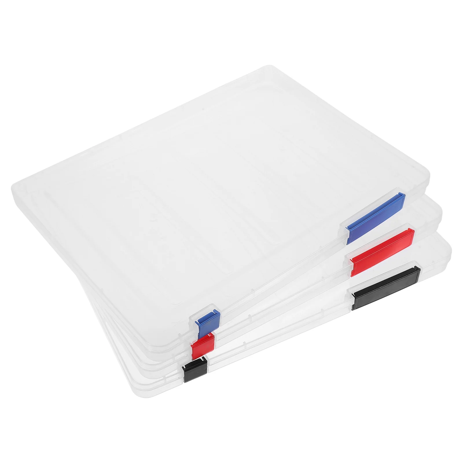 

3 Pcs A4 Document File Boxes Photo Storage Containers Portable Project Case Plastic With Lids Files Sturdy Stackable Desk