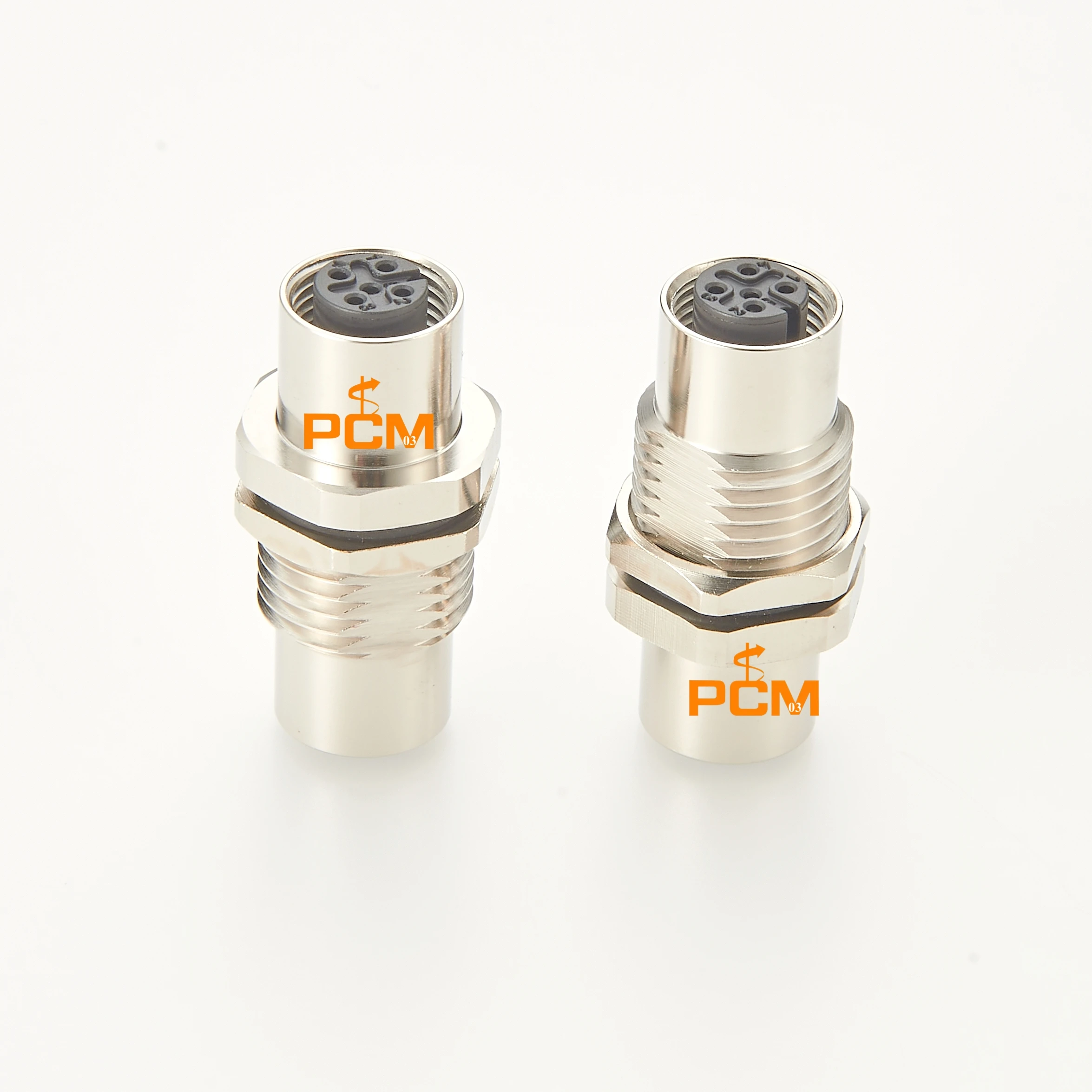M12 Feed Through Connector M12 5pin แผง Mount Connector Sensor Connector M12 ประเภทซ็อกเก็ตโลหะหญิง Coupler