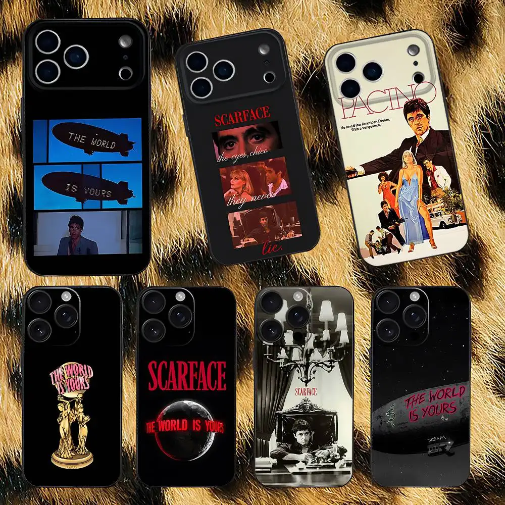 Tony M-Montana of S-Scarface Funda de teléfono de silicona suave para iPhone 16,17,15,11,13,12,14,Mini,Pro,Max,Plus,Air,E Negro