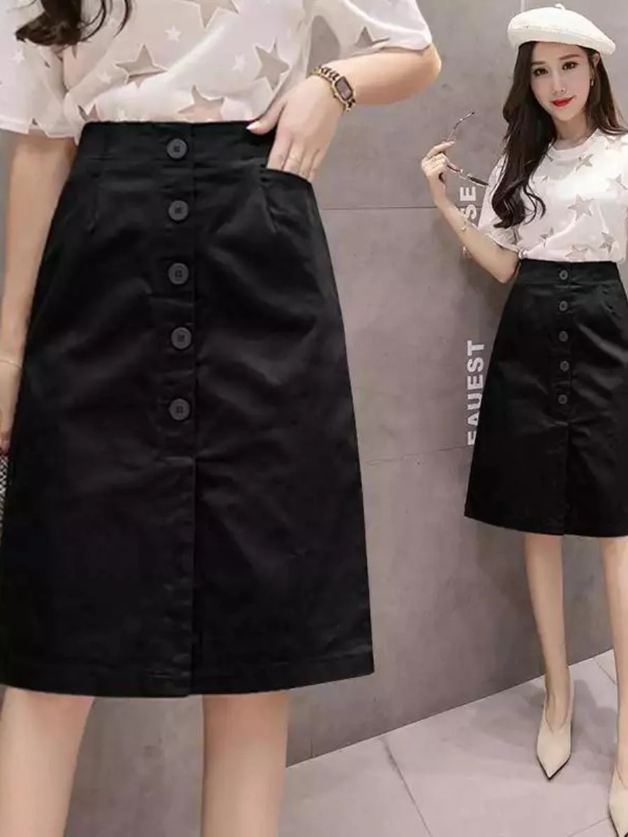 ارتفاع الخصر ميدي ألف خط تنورة Faionable الربيع الصيف العمر الدفاع خطوة واحدة تنورة عارضة الصحة الدائري الملحقات