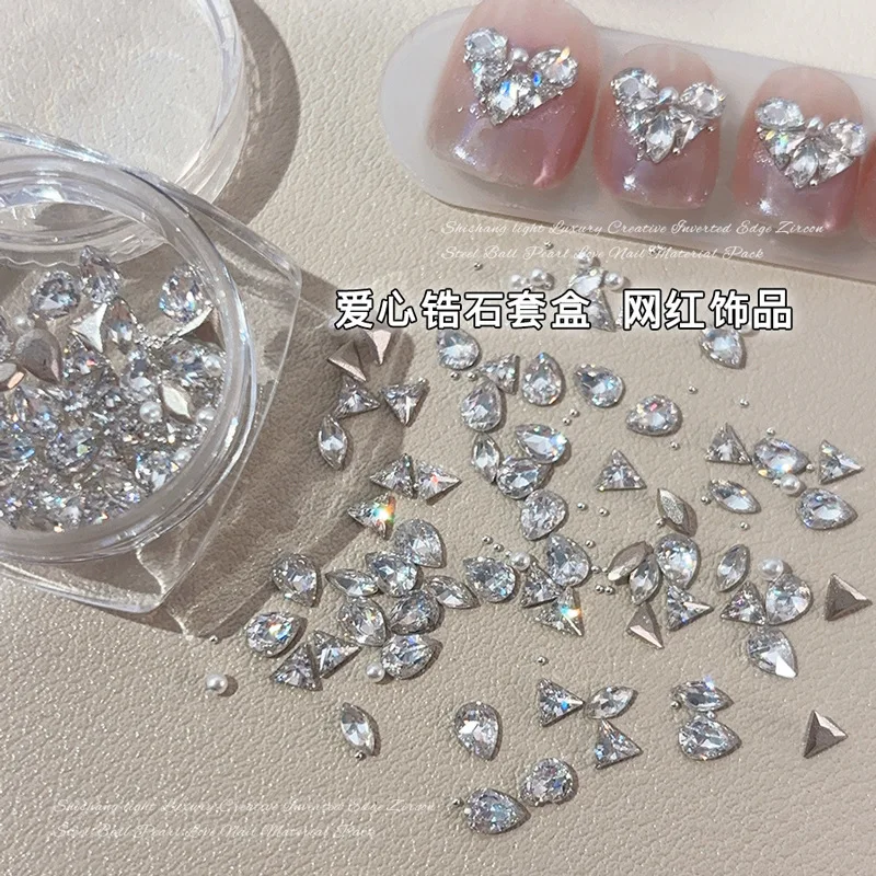 Waterdruppel Hart Vlinder Steentjes Splicing Crystal Omgekeerde Rand Zirkoon Boor Nail Art Decoraties Accessoires Manicure
