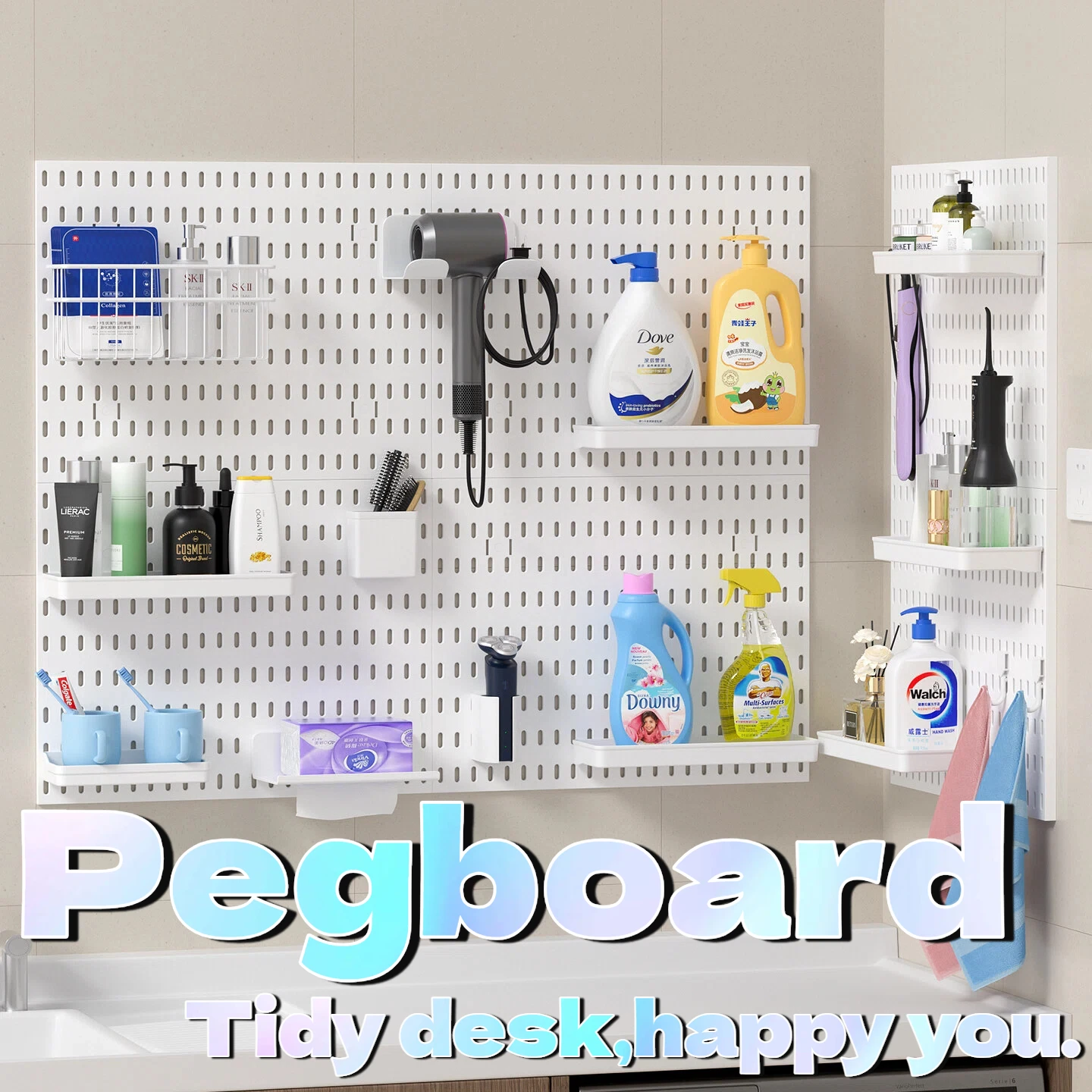 No Drill Pegboard Wall Shelf Gaming Room Controller Headphone Figurine Keyboard Storage Hooks Organizer