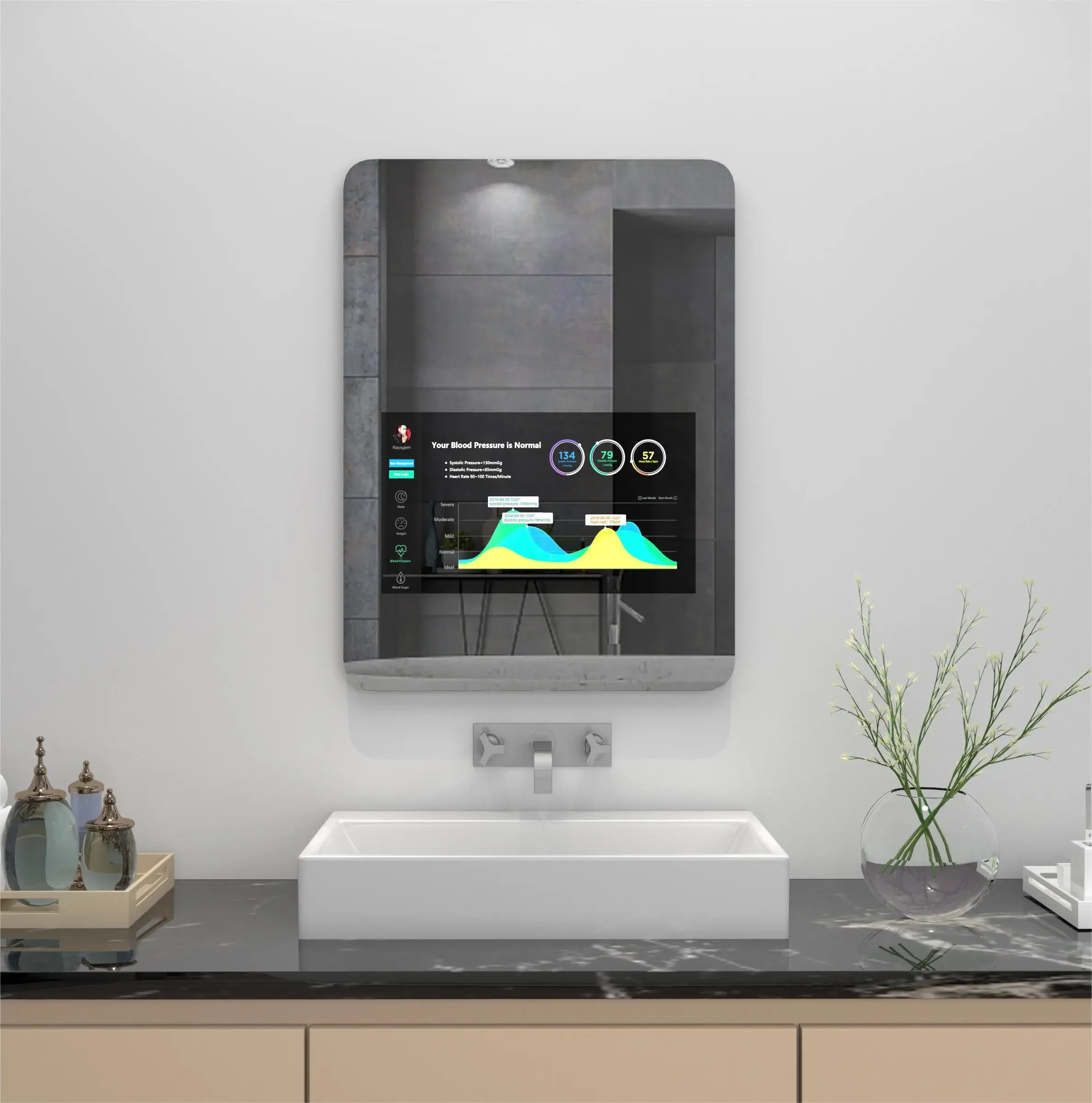 

CustomizedSmart Circular Intelligent Bathroom Mirror Touch Screen Luminous Mirror Wall Mounted Demist LED Lamp Mirrorcustomized