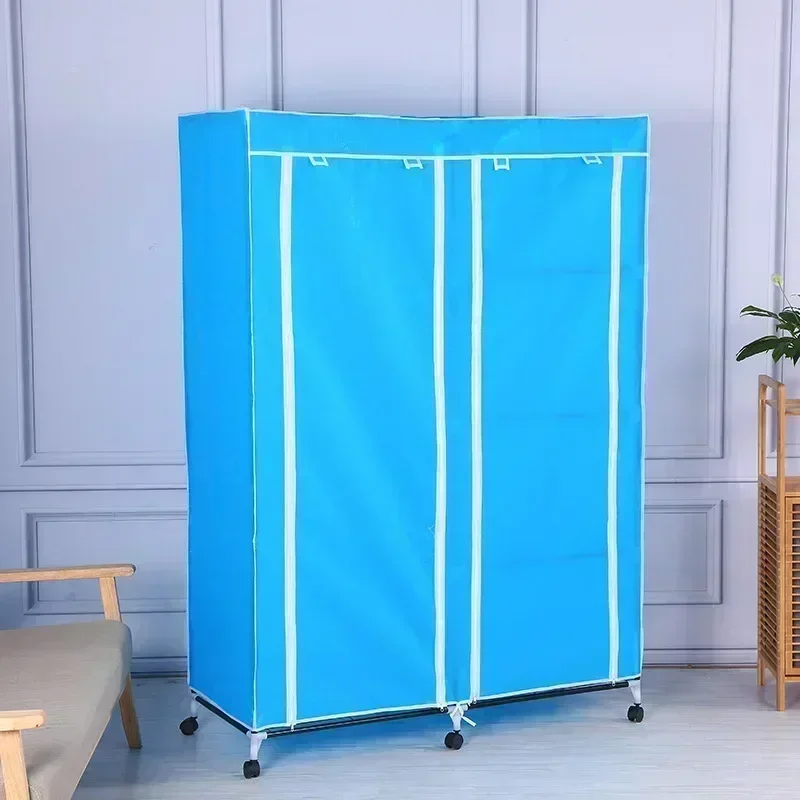 

Non-woven compartment wardrobe household bedroom portable removable storage hanging wardrobe free wheels