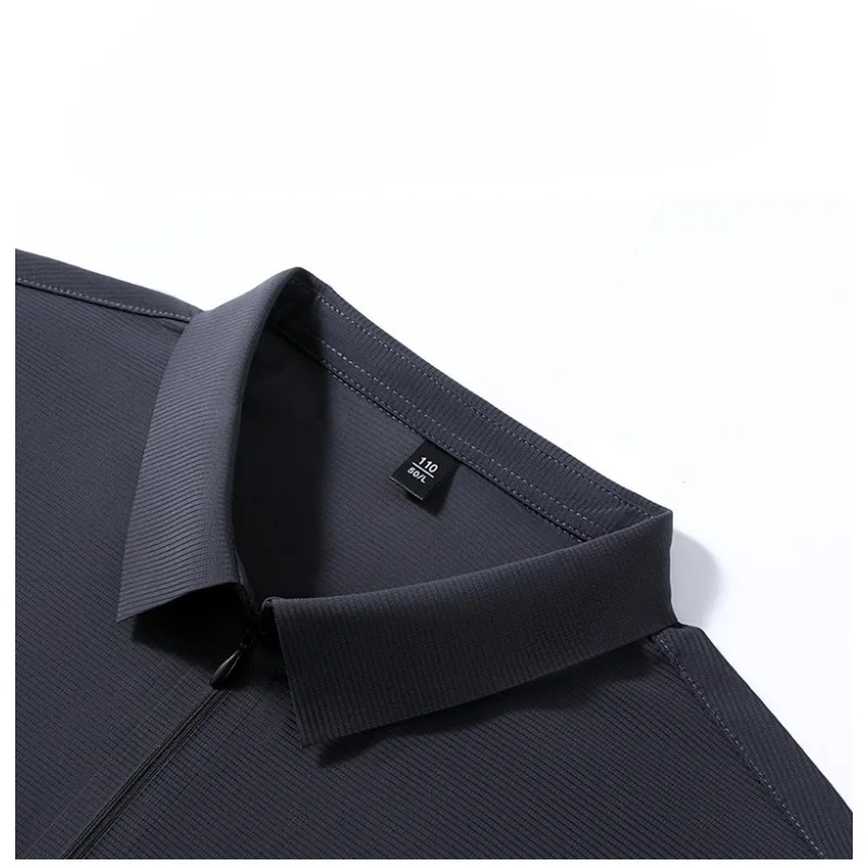 Summer Men's Polo Shirt Lapel Ice Thread Seamless Breathable Quick-drying Moisture-absorbent Sweat-wicking Fashionable Casual