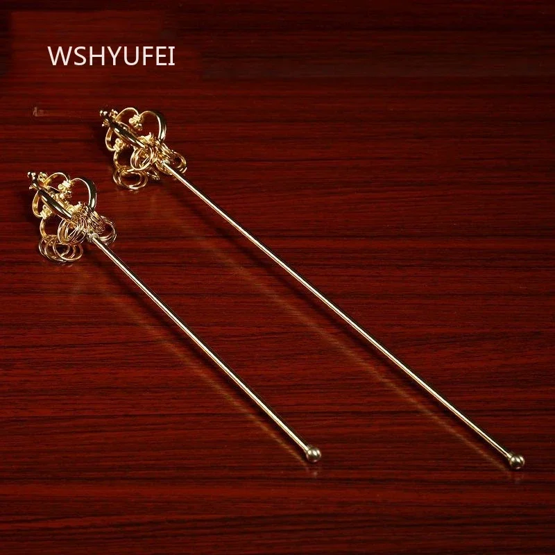 Buddhist Monk 's Stick  Metal Magic Tool The Tin Staff of Ksitigarbha Bodhisattva Prop Buddha Statue Holding Artifact Copper