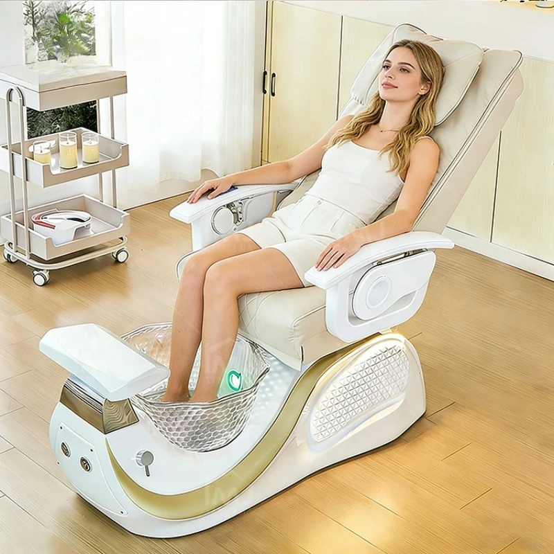 Nail Salon Furniture Luxury Foot Spa Lay Down Electric Massage Pedicure Chairs