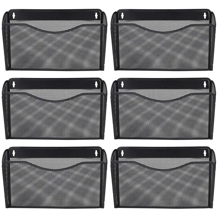 

Настенный органайзер для файлов с 6 карманами из сетки, вертикальный держатель для журналов, корзина для писем и документов