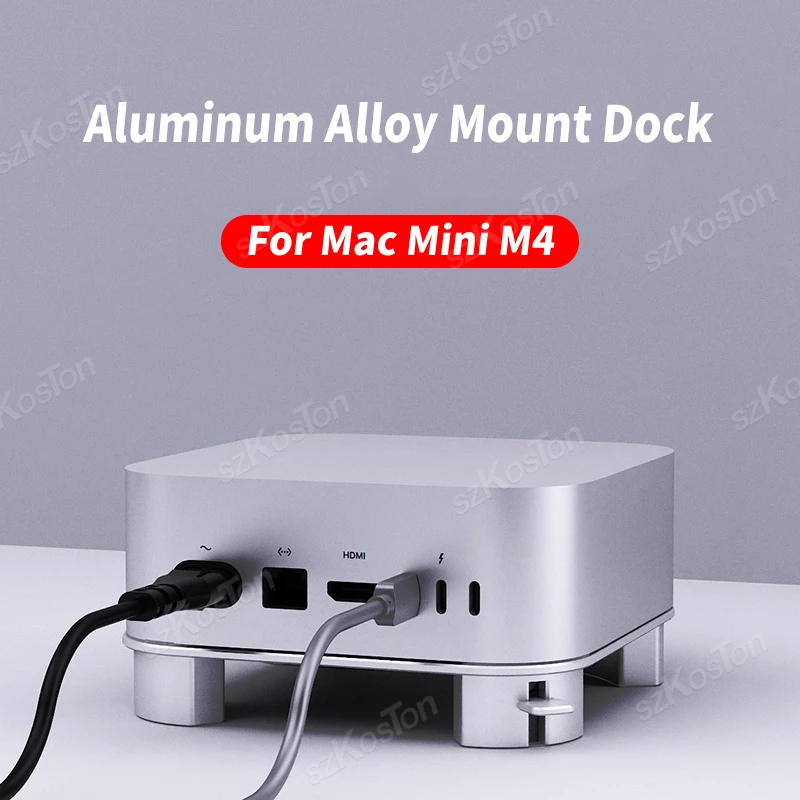 Metal Desktop Stand for Mac Mini M5 Pro /M6 /M4 /M4 Pro Heat Dissipation Aluminum Mount Dock Cooling Holder with Power Button