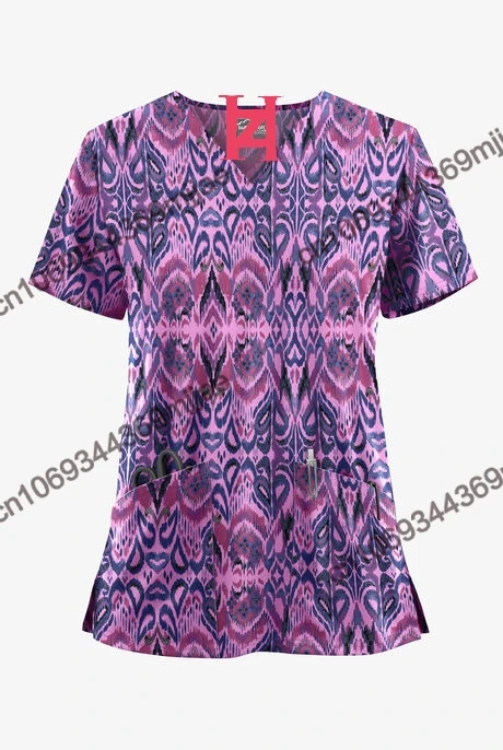 Nurse T-shirt V-neck Pocket Oversize T-shirts 2023 Women Clothing Harajuku Tshirts for Women Beach Tunic Women\'s Blouse Tshirt