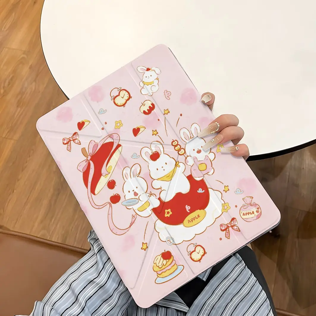 

Чехол для iPad Pro Air 13 11 M5 M4 M3 M2 2 1 11th A16 12.9" 10 9 8 7 6 5 Th Mini 7 6 5 4 7.9" с дизайном «Кролик, бантик, лента, конфеты, звезды»