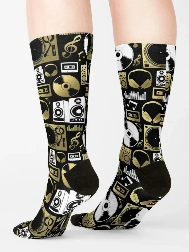 Discjockey Pattern | DJ Music Vinyl Turntables Socks professional running valentine gift ideas luxe short Socks Women Men's