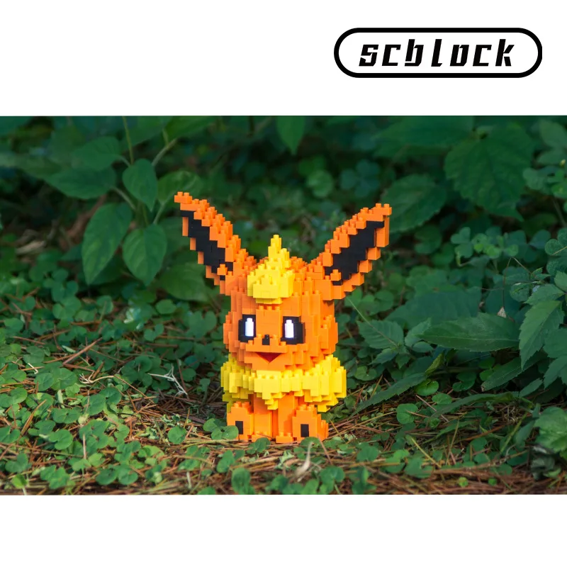 Pokemon Building Blocks Eevee Flareon Micro Diamond Assembled Model Leafeon Mini Brick Sylveon JP Anime Figure For Kid Toys