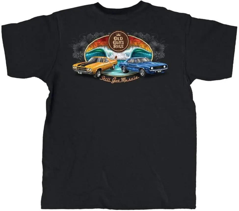 

OLD GUYS RULE Men's Graphic T-Shirt, Muscle Cars Funny Novelty Tee for Car Enthusiast, Hot Rod, Racing Motorcycle