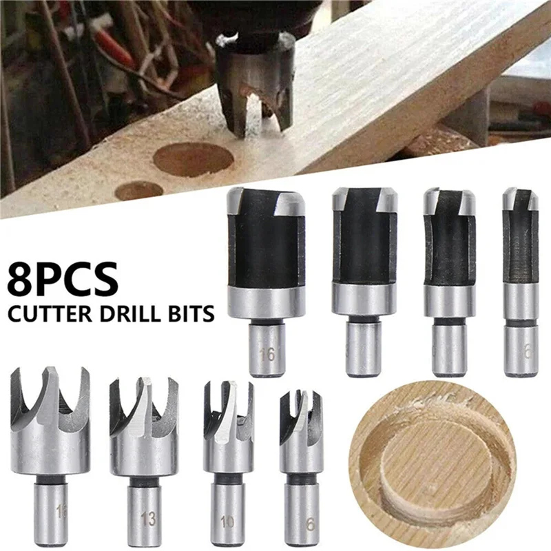 8-piece Carbon Steel Corker Corker Drill Woodworking Bit Drum Claw Dowel Drill Set