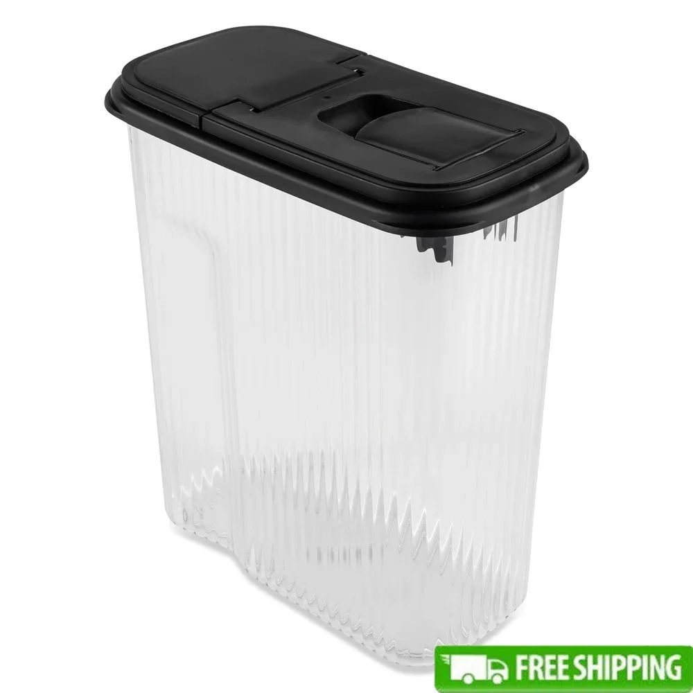 

4QT Cereal Storage Container with Spout Lid Airtight Kitchen Organizer Clear Plastic Dry Goods