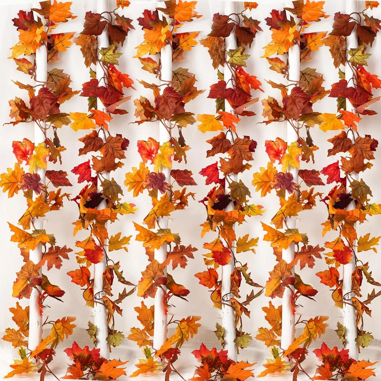 2M Artificial Fall Maple Leaf Garland Fake Plant Autumn Leave Vine for Home Decor Thanksgiving Halloween Festivals Wedding Decor - view 2