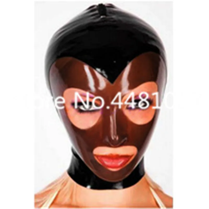 

Sexy Full Head Latex Mask Rubber Hood Unisex Fetish Cosplay Mask with Black Transparent