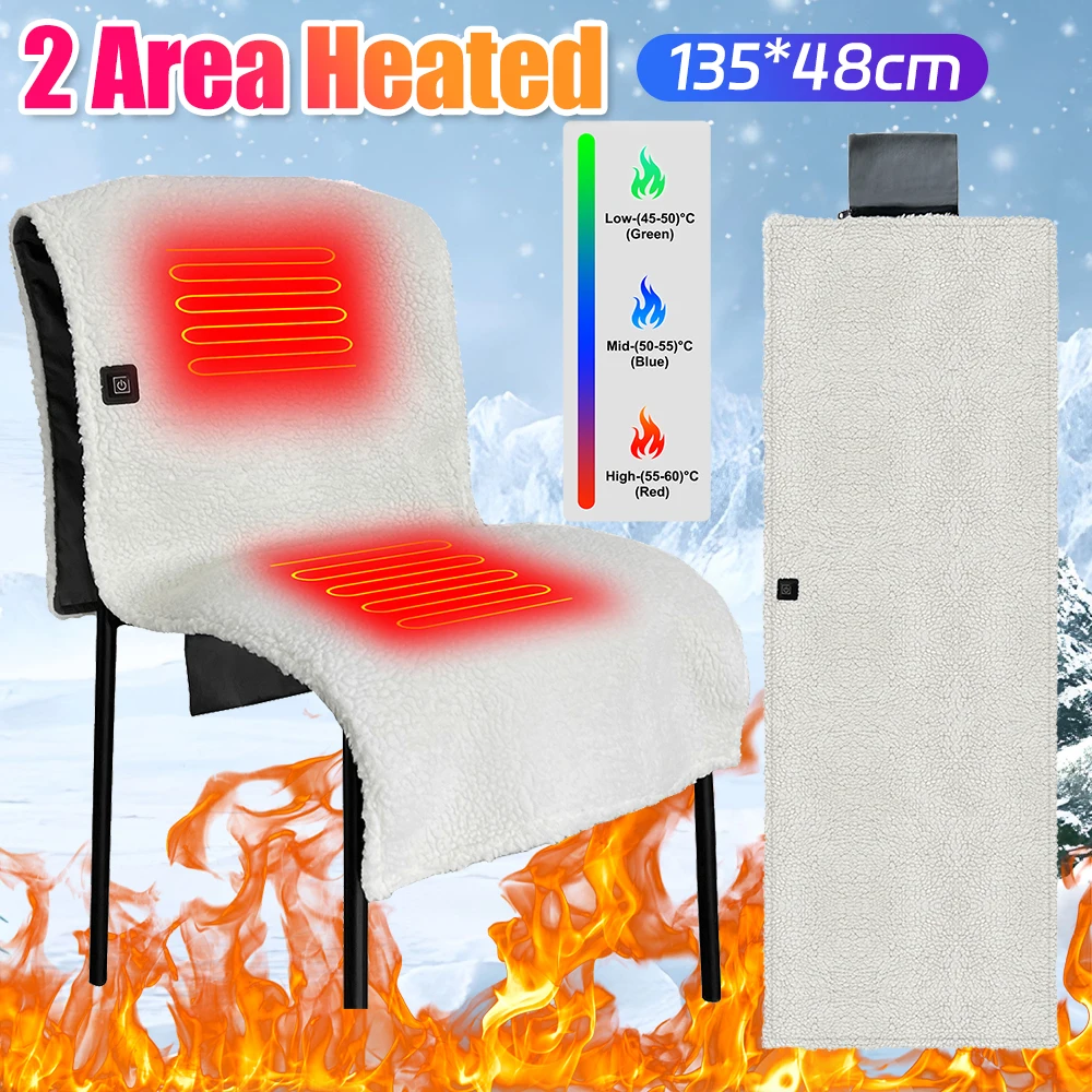 Electric Heated Seat Cushion Waterproof Folding Heating Chair Pad USB Power Winter Warm Seat Pad for Park Stadium Car Travel