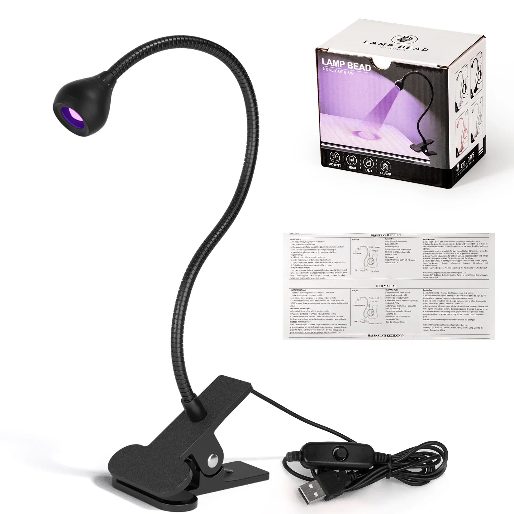 Lampe de polymérisation des ongles en Gel UV 5W, lumière UV LED avec Clip et Tube Flexible, sèche-ongles pour vernis Gel