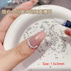 30/100Pcs Pointed Bottom 1.5x3mm Mini Horse Eye Nail Art Rhinestone Flash High Quality Zircon Crystal 3D Manicure DIY Decoration