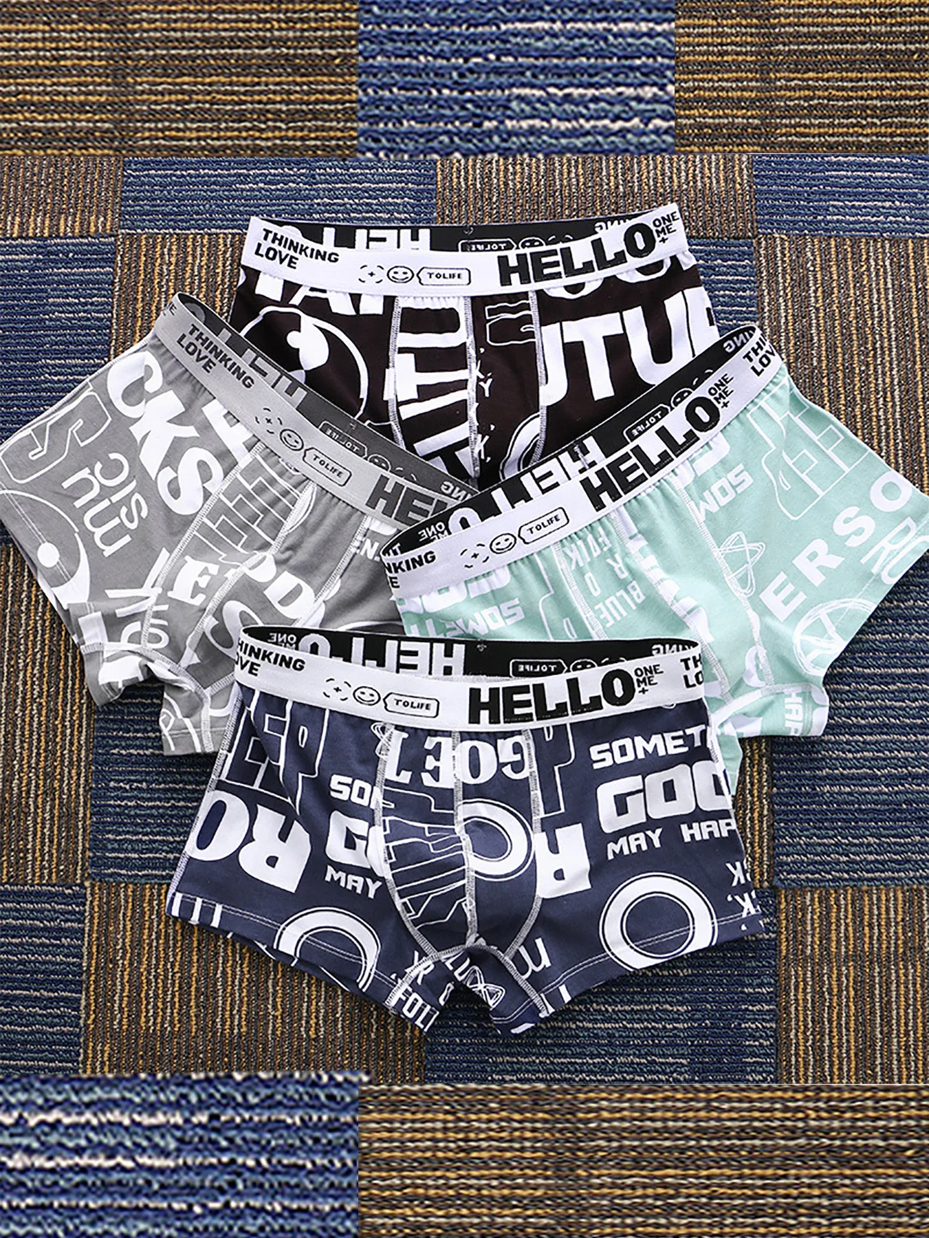 

4PCS Men's underwear Comfortable breathable men's boxers Fashion trend teen boxers