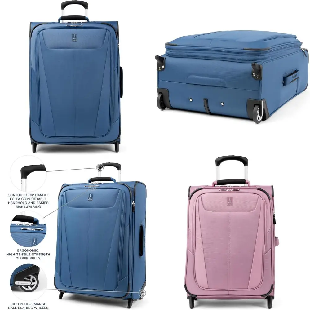 

Средний легкий 26-дюймовый расширяемый вертикальный чемодан Softside с 2 колесами — синий, идеально подходит для путешествий