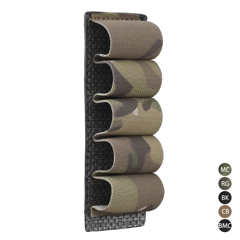 5-Round 12 Gauge Shotgun Shell Pouch MOLLE Hanging Panel Elastic Cartridge Holder for Military/Hunting/Airsoft Ammo Carrier