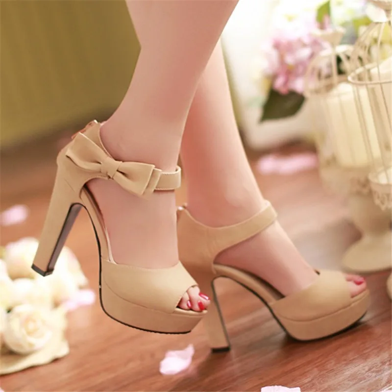 2024 New Summer Platform Sandals Women Shoes Thick High Heels Fish Mouth Bow Fashion Ladies Sandalias De Mujer Plus Size 32-43