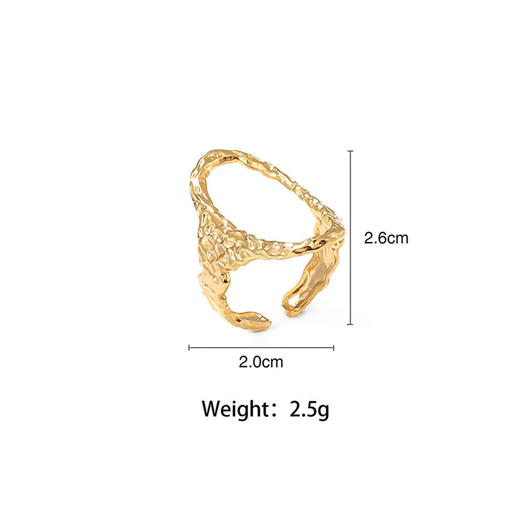 Elegante anello aperto ovale geometrico vuoto semplice in acciaio inossidabile per le donne gioielli in oro 18 carati placcati Chic alla moda Bijoux