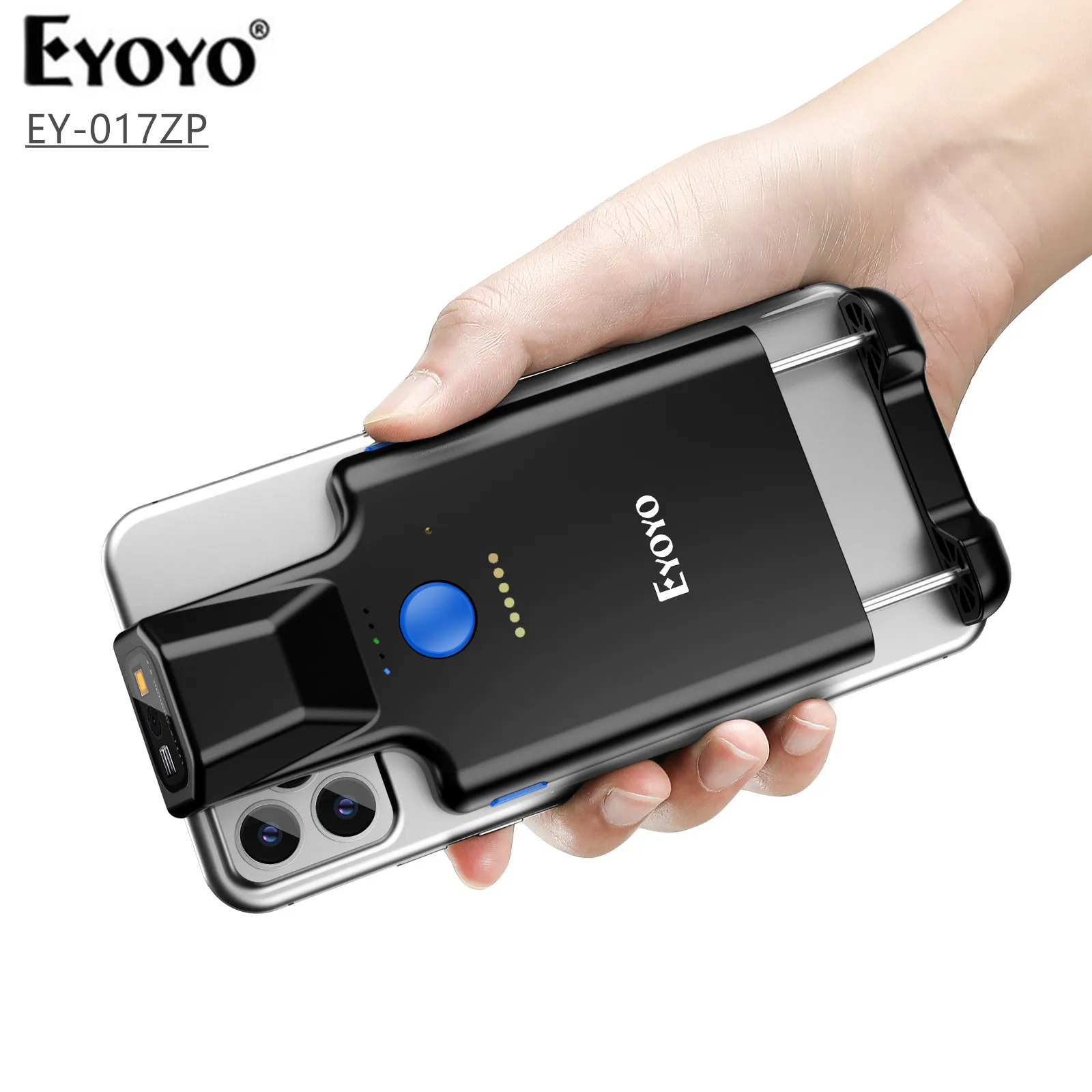 Eyoyo 2D Back Clip Bluetooth Barcode Scanner Work with Phone Portable Barcode Reader with Bluetooth Wireless 1D 2D QR Reader