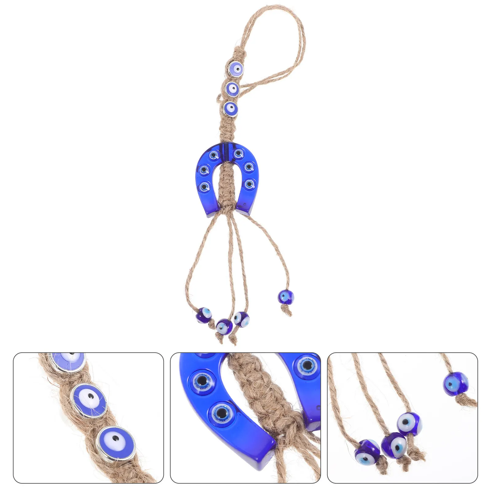 Blue Eye Hanging Decoration Mediterranean Style Evil Eye Charm Horse Shoe Shape Wall Car Mirror Window Door Decor Turkish