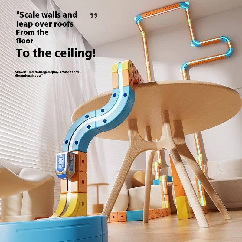 BEIJESS STEM Montessori jouet train de piste magnétique électrique pour enfants-pistes de bricolage, ensemble d'apprentissage du développement du cerveau cadeau de noël