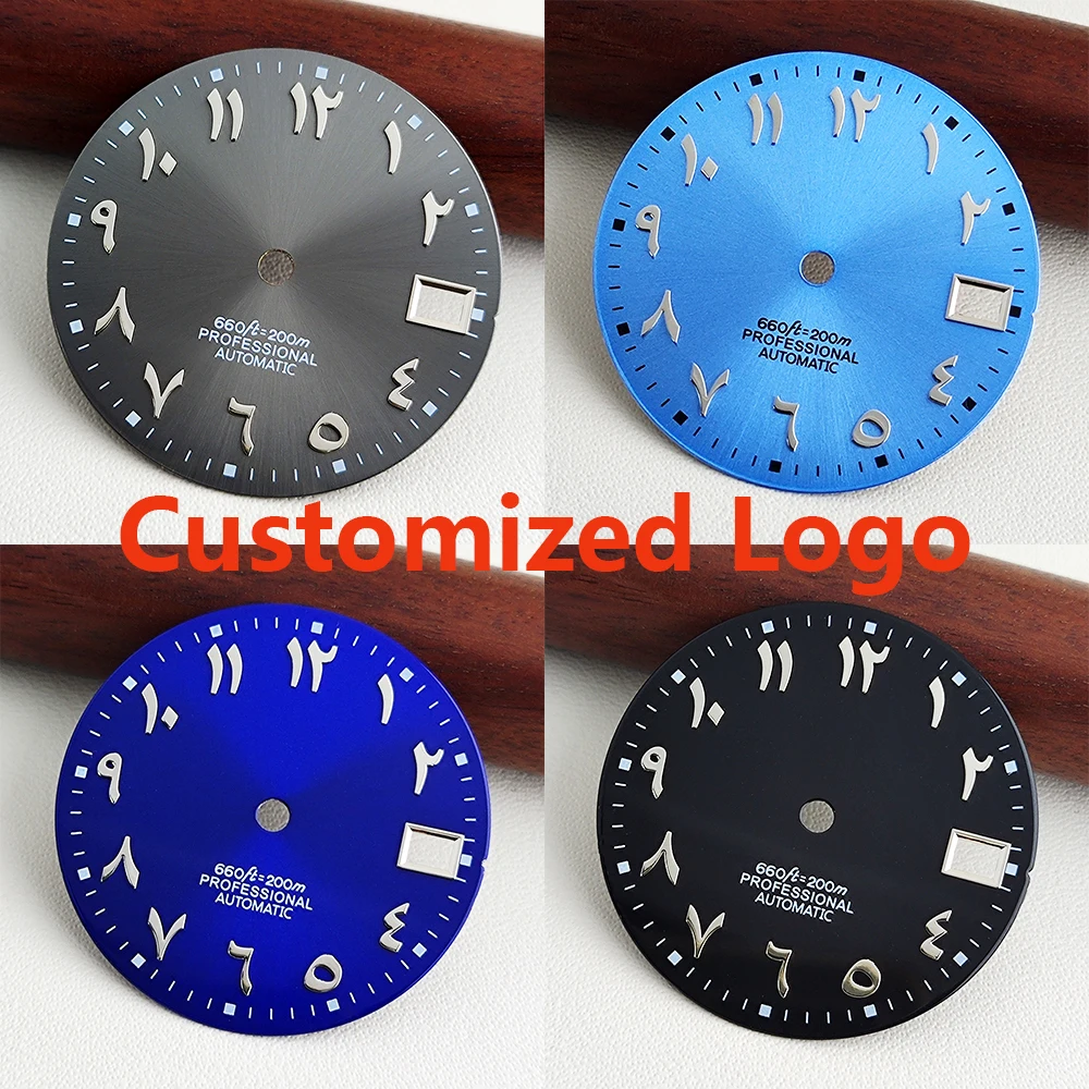 

Customized logo NH35 28.5mm dial watch Arabic dial luminous dial suitable for NH35 Nnh36 movement watch accessories