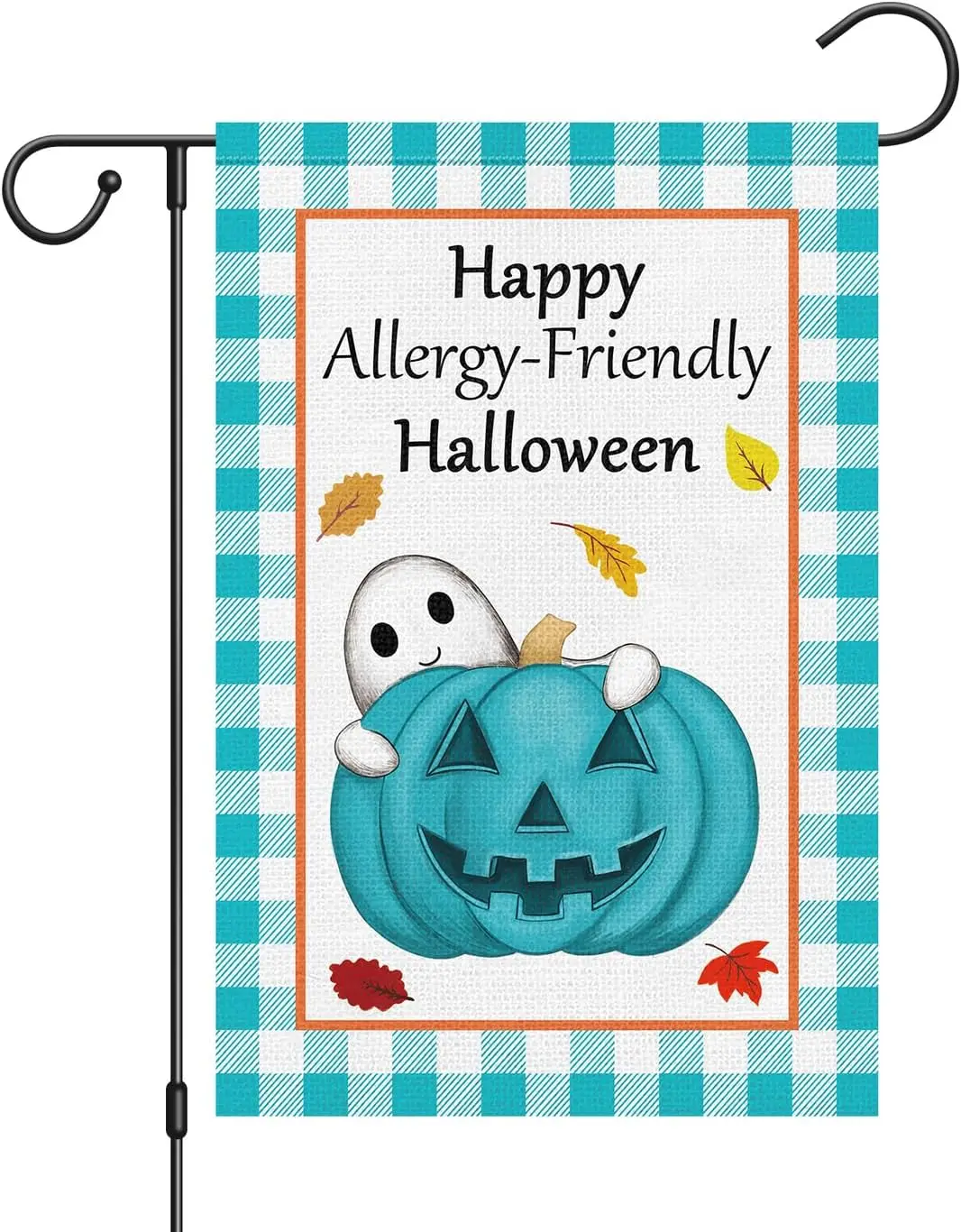 Louise Maelys Happy Halloween Garden Flag with Allergy-Friendly Pumpkin 12x18 Inch Buffalo Plaid Yard Holiday Welcome Flag O EEZ
