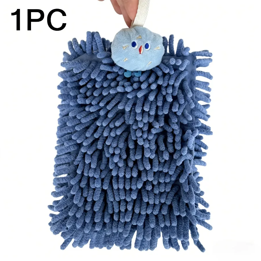 1PC Cute Plush Chenille Hand Towel, Hanging Absorbent Quick-Dry Towel for Bathroom & Kitchen - Image 5