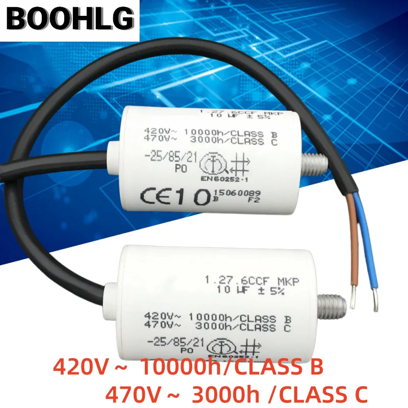 1PCS 1.27.6CCF MKP Motor Start Run Capacitor 10uF 420VAC Replacement Capacitor for Cooling Fan Air Conditioner Compressor Motor