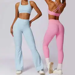 Conjunto de ioga de 2 partes para mulheres, sutiã push-up e leggings, leggings e sutiã para fitness, academia e corrida