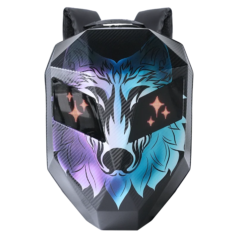 Motorcycle Backpack Luminous Led Knight Pattern Shell Helmet Motorcycle Riding Waterproof Backpacks Mochila Feminina Back Pack