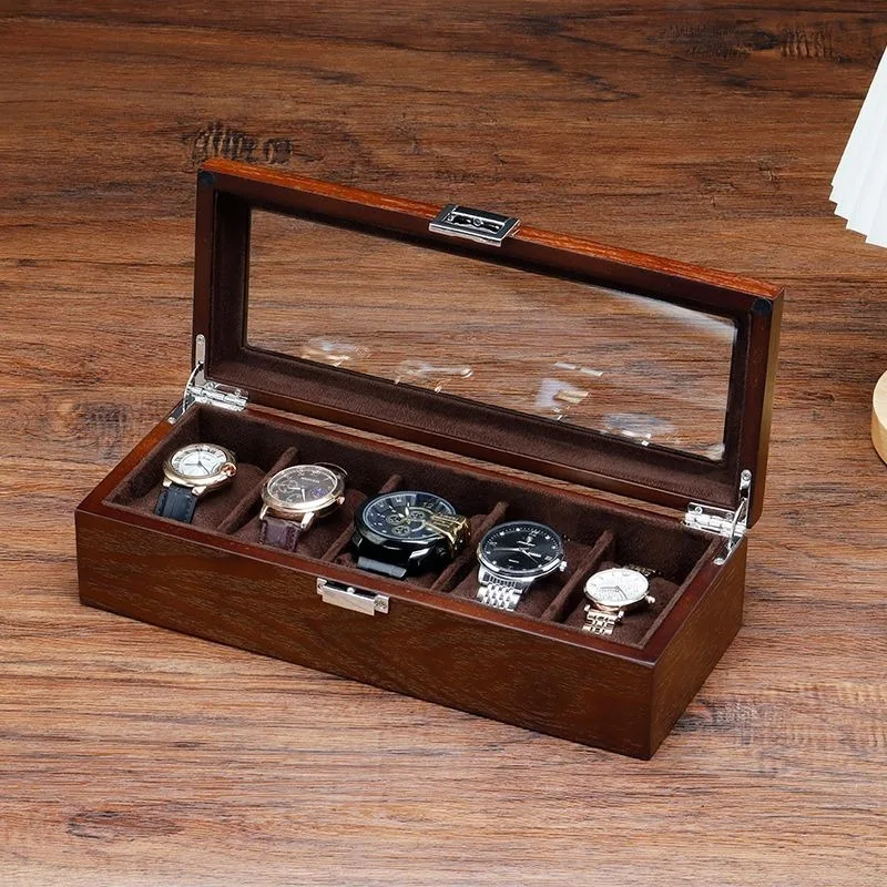 With Lock Watch Box Retro Luxury Multipurpose Watch Boxes Dustproof Men Watches Display Cases Portable Watches Storage Case