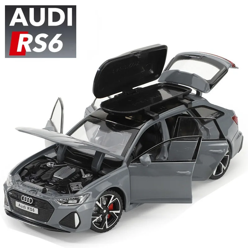 1/32 Audi RS6 Toy Car Model with Sound Light Doors Opened Alloy Diecast Model Vehicle Collection Toy for Boy Adult Festival Gift