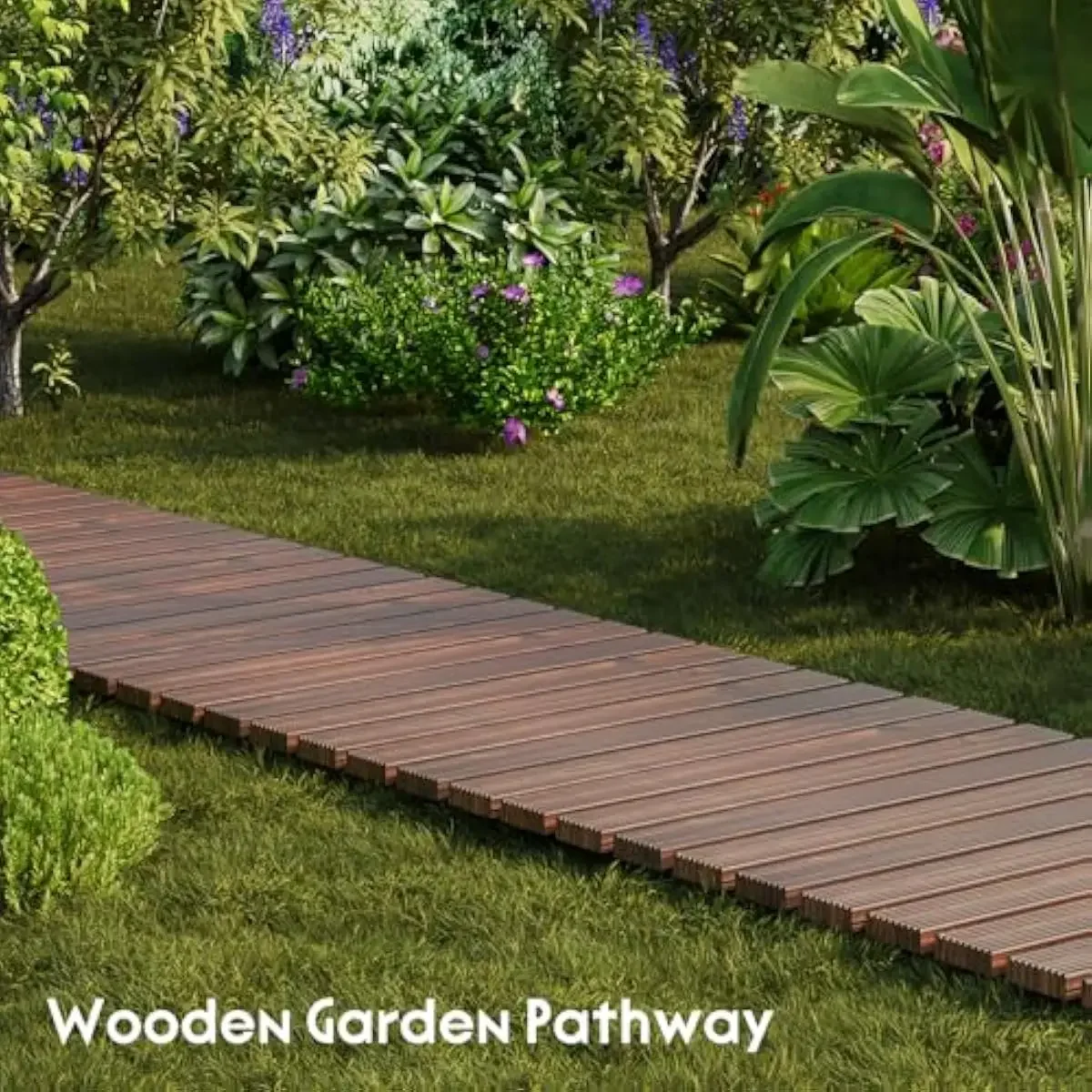 Rollable Rustic Wood Pathway 12 Feet Long Weatherproof Outdoor Walkway for Gardens Beaches Lawns and Events Non-Slip Textured Su