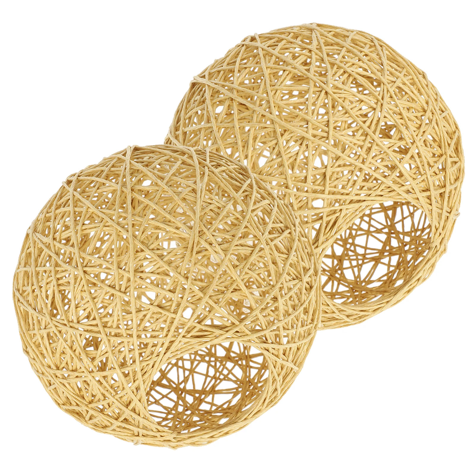 

2pcs Woven Lampshade Indoor Simple Style Ceiling Lamp Cover Bedside Floor Light Shade Dustproof Decor Accessory Warm Atmosphere