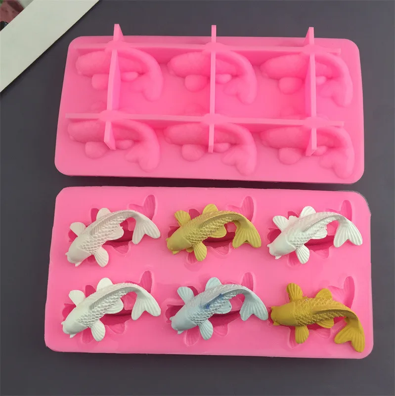 

Cartoon 6-piece Koi Carp Silicone Mold Fondant Cake Decoration Tool Chocolate Pastry Jelly Pudding Mold